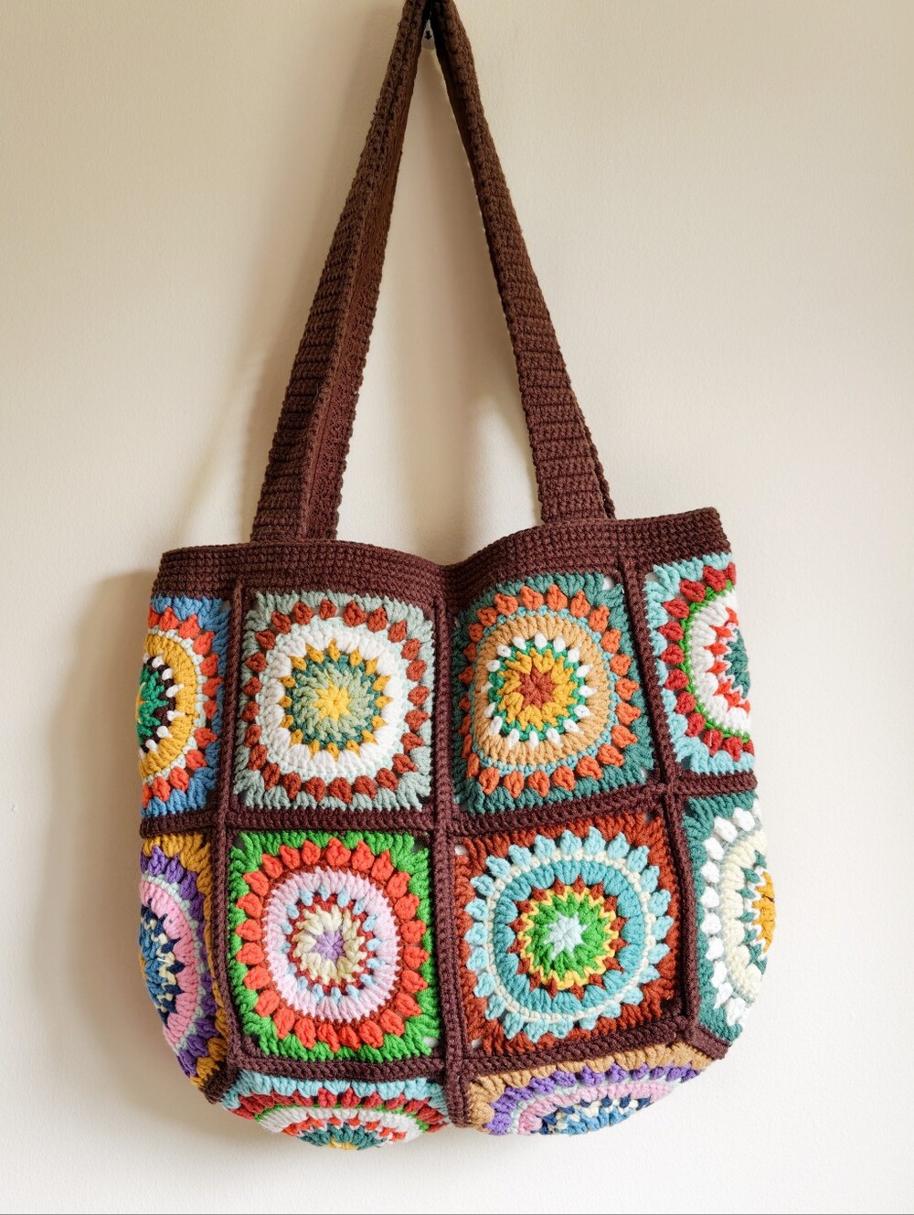Handmade Crochet Shoulder Bag, Boho Tote Bag, bohemian Purse